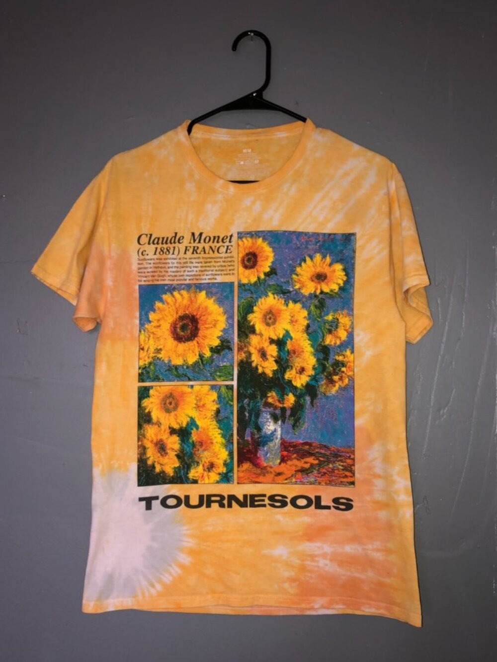 Vintage Claude Monet Art Print Tie Dye T Shirt Sunflowers Tournesols Medium
